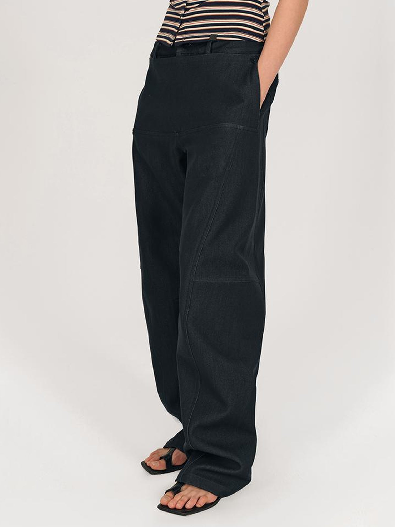 AFTADAWN Detachable Split Flap Wide Leg Trousers with Asymmetrical Draping