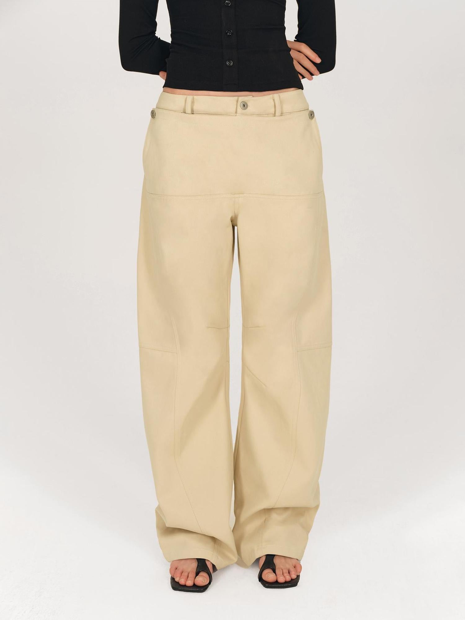 AFTADAWN Detachable Split Flap Wide Leg Trousers with Asymmetrical Draping