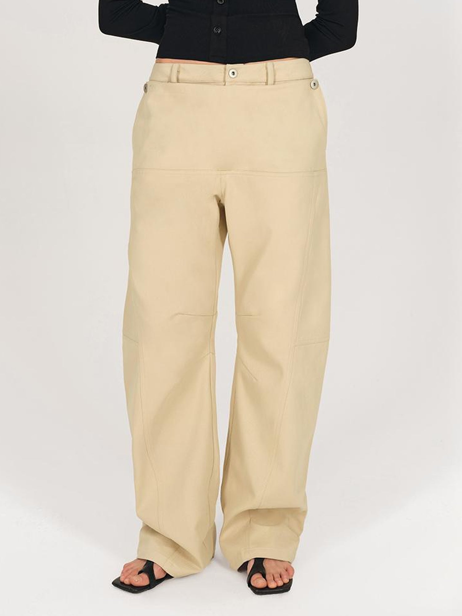 AFTADAWN Detachable Split Flap Wide Leg Trousers with Asymmetrical Draping