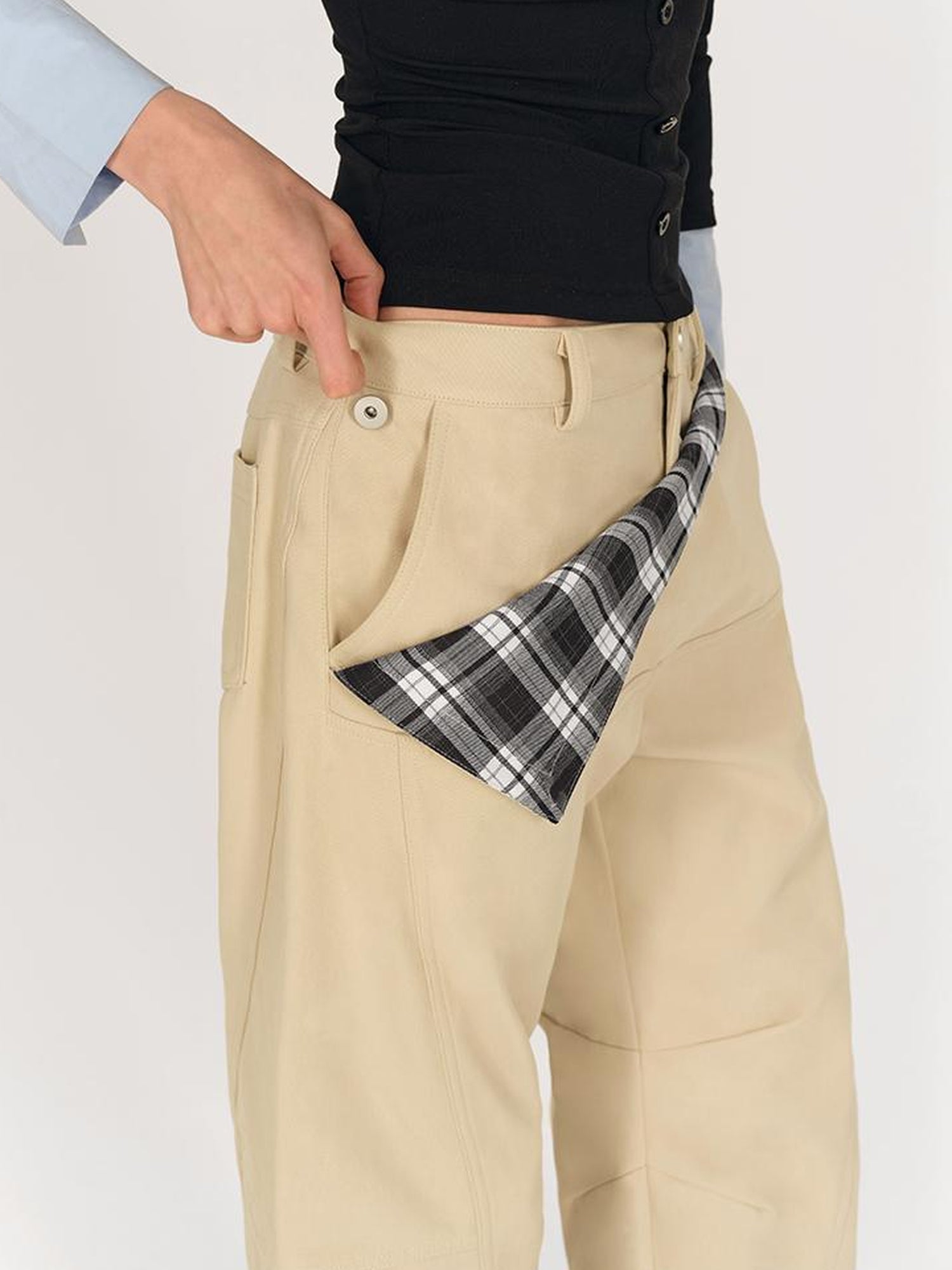 AFTADAWN Detachable Split Flap Wide Leg Trousers with Asymmetrical Draping