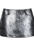 Distressed Metallic Silver Texture Mini Skirt