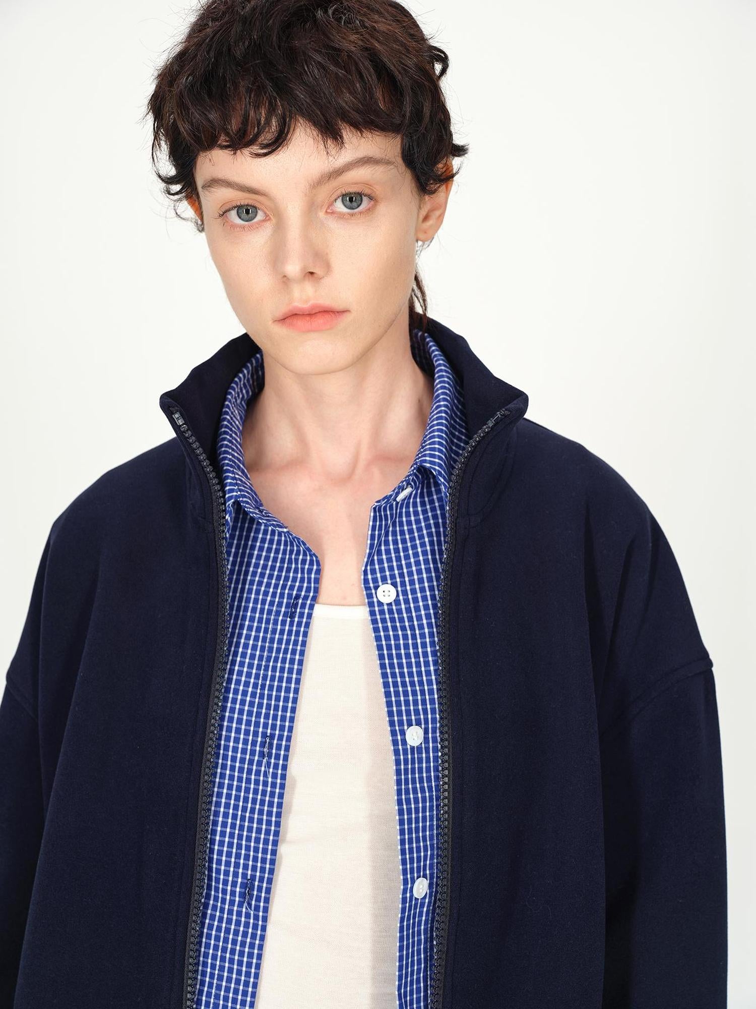 AFTADAWN Double Sided Fleece Stand Collar Oversized Warm Sweatshirt Jacket
