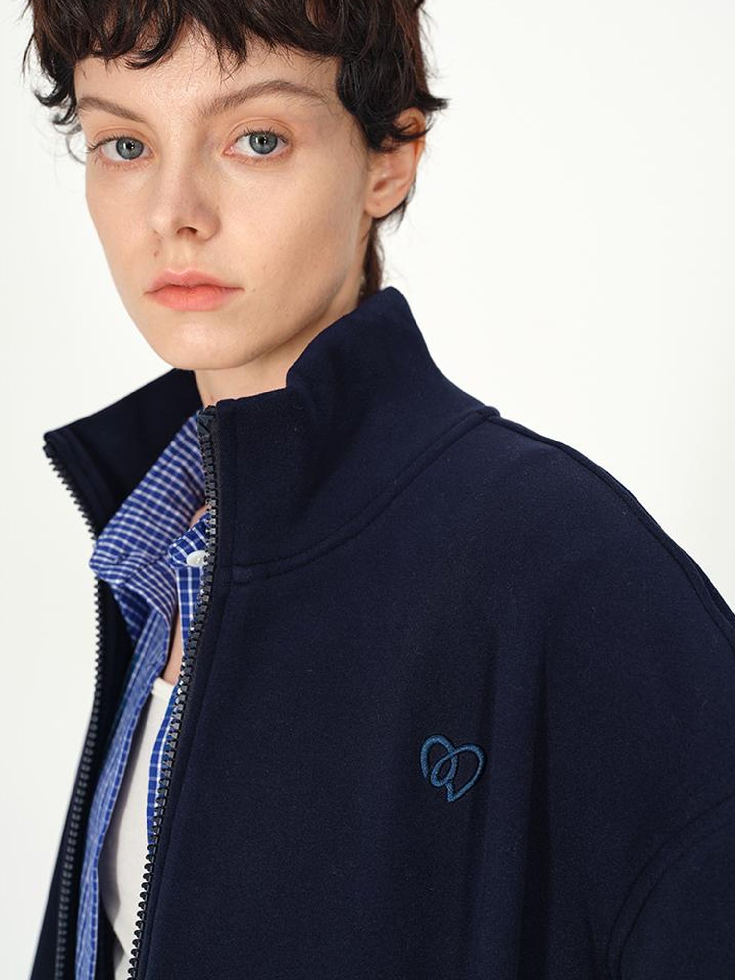 AFTADAWN Double Sided Fleece Stand Collar Oversized Warm Sweatshirt Jacket