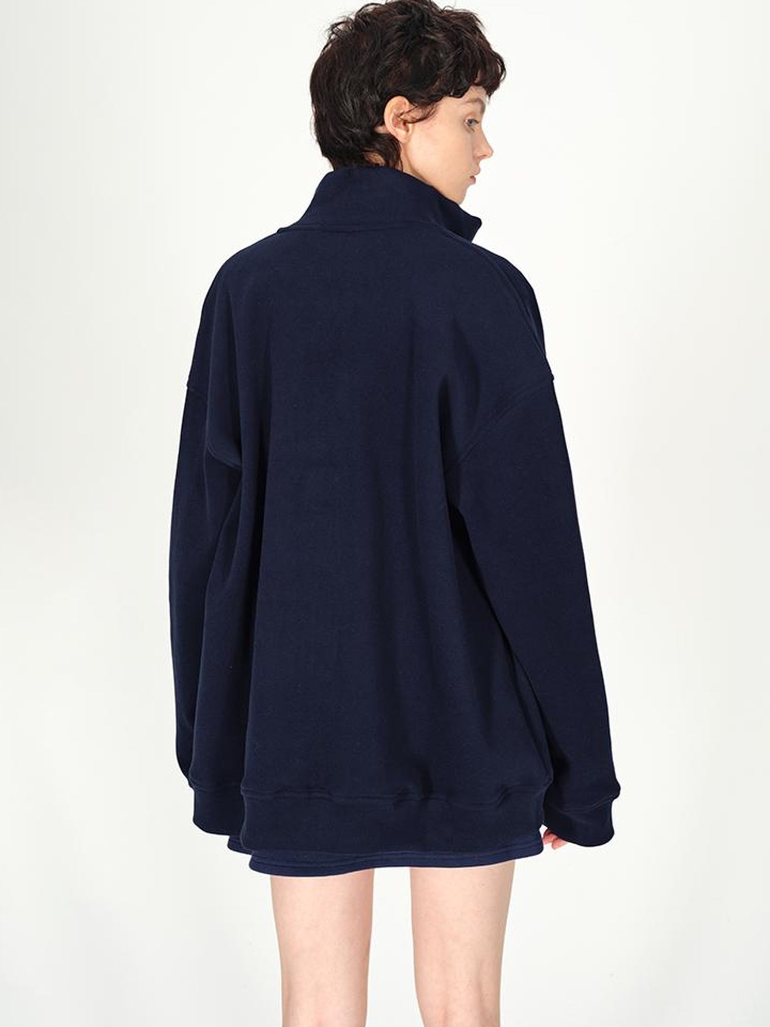 AFTADAWN Double Sided Fleece Stand Collar Oversized Warm Sweatshirt Jacket