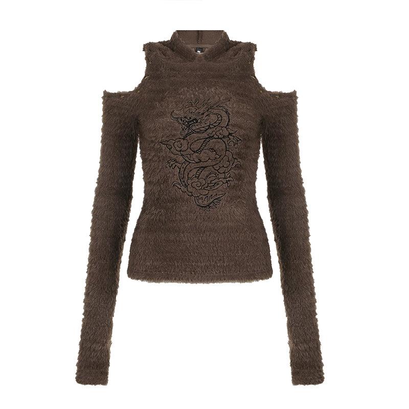 AFTADAWN_Dragon_Year_Metal_Studs_Embroidery_Glitter_Shoulder_Cut_Hoodie_Top_MISSTT