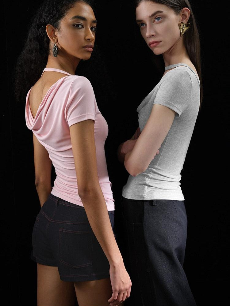 AFTADAWN Draped Pleated Patchwork Slim Fit Women&