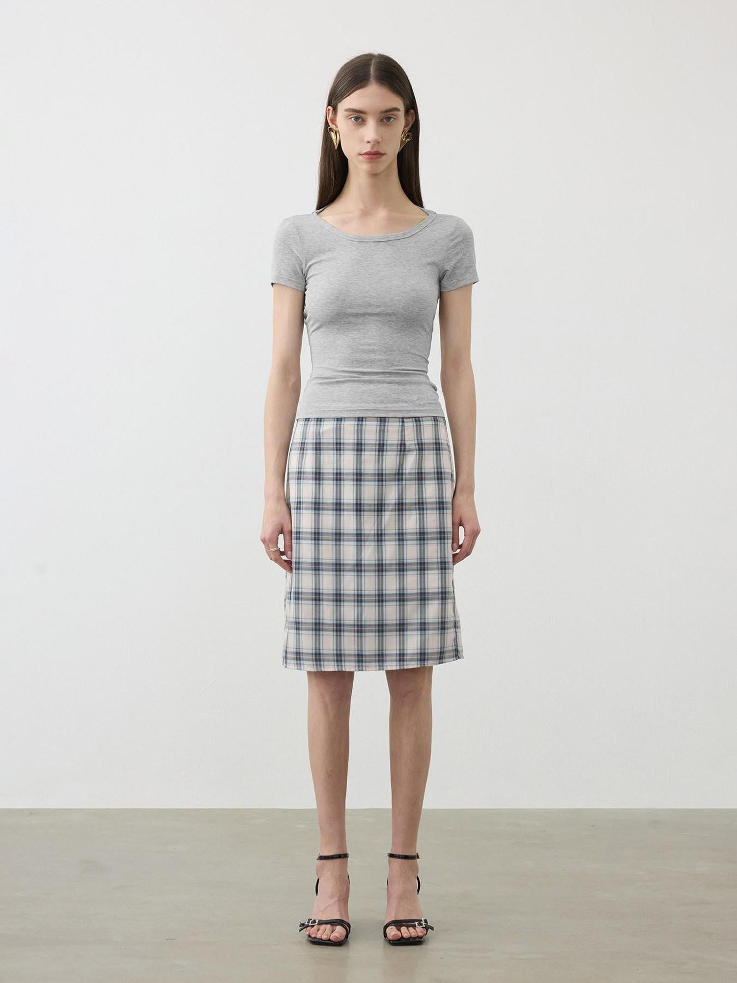AFTADAWN Draped Pleated Patchwork Slim Fit Women&