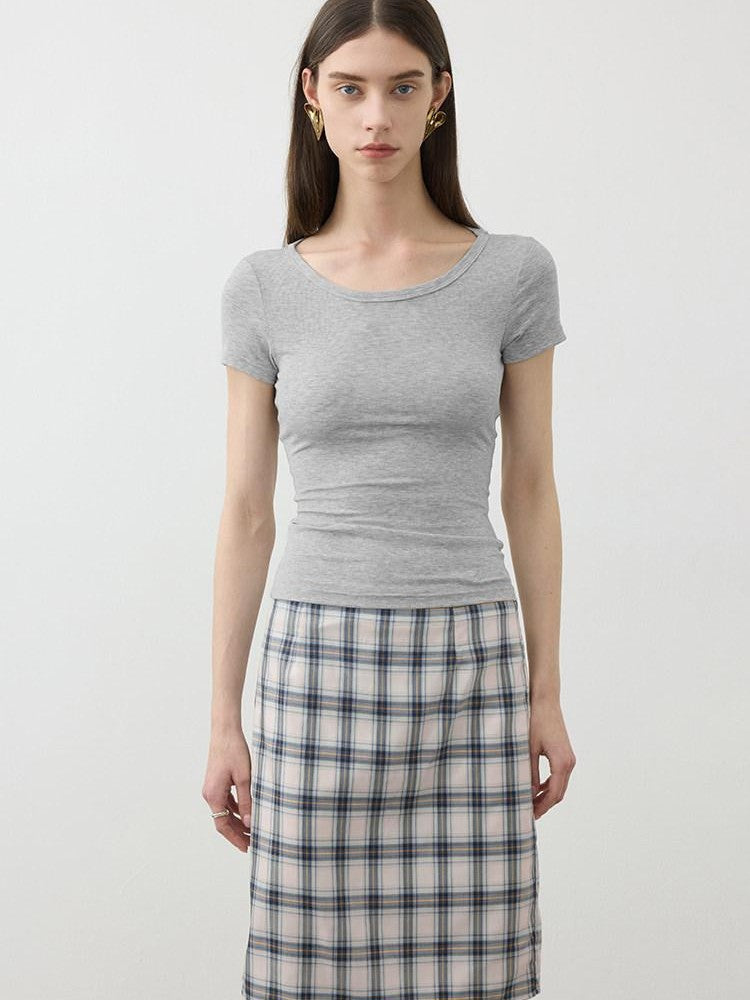 AFTADAWN Draped Pleated Patchwork Slim Fit Women&