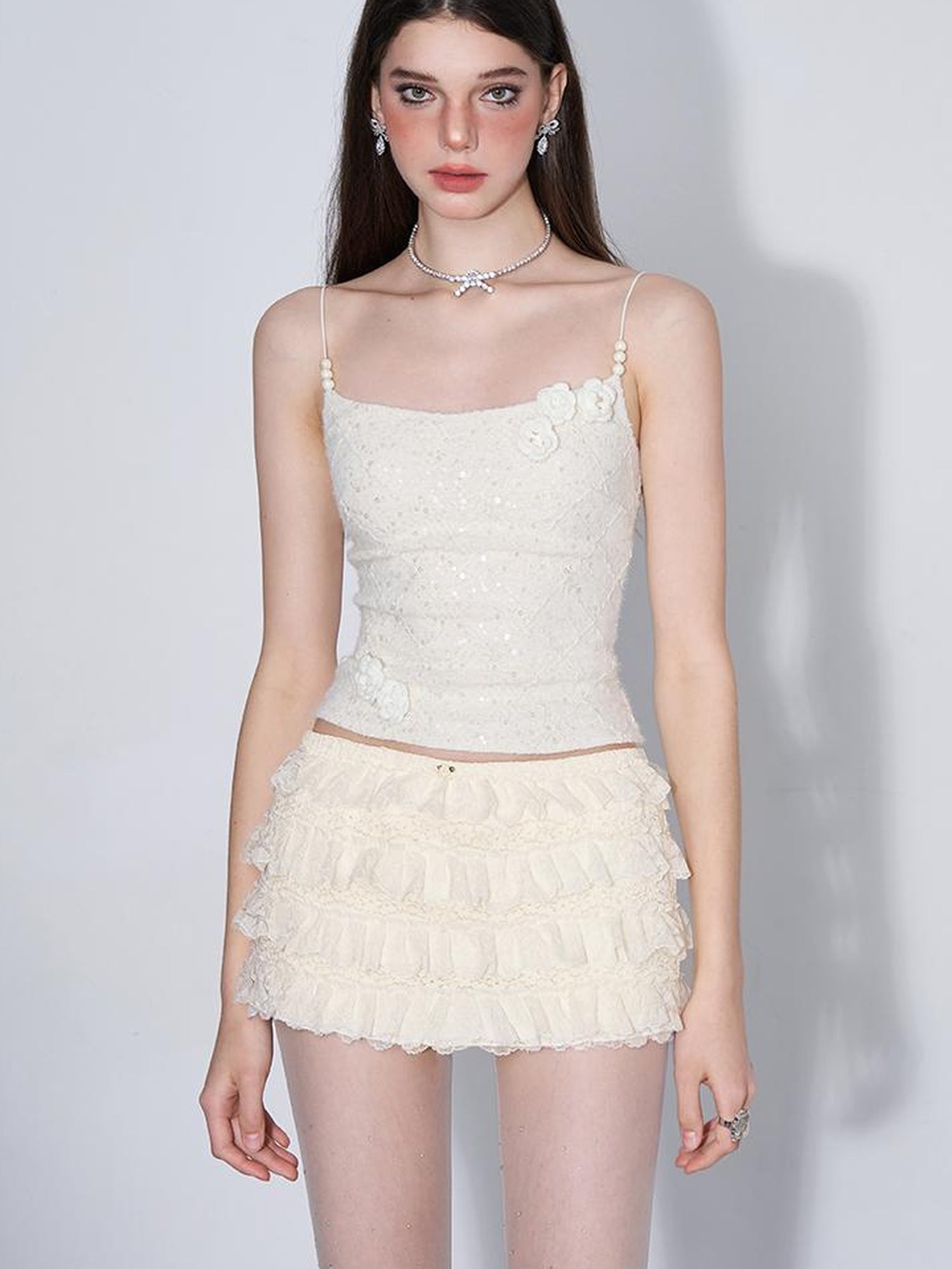 AFTADAWN Eden Rose Lace Glitter Camisole
