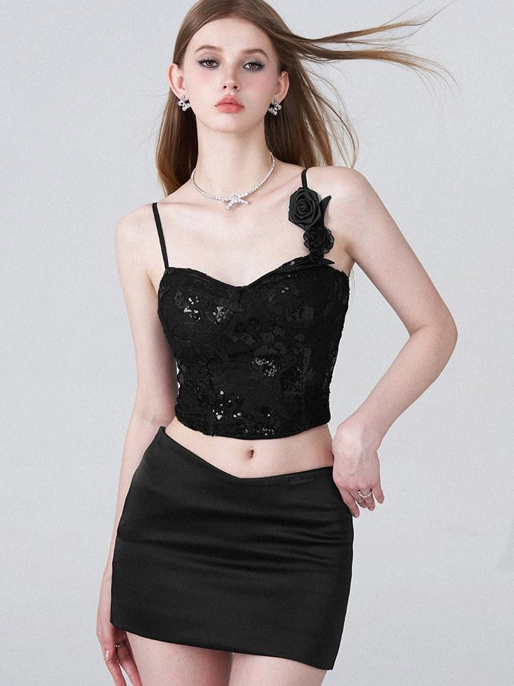 AFTADAWN Eden Rose Lace Sequin V Waist Women&