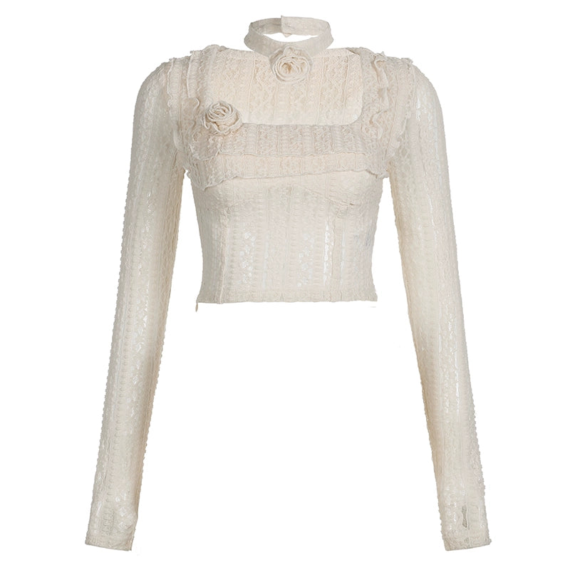 AFTADAWN_Eden_Rose_Lace_Top_Skirt_Set_V-neck_T-shirt_Long_Sleeve_MISSTT