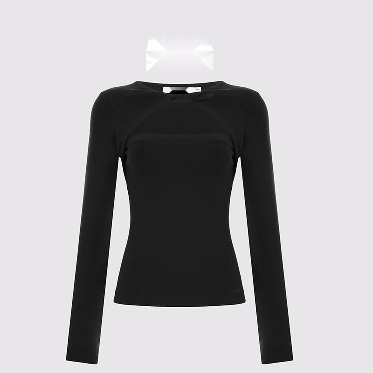 AFTADAWN_Elastic_Hollow_Knot_Twist_Layered_Slim_Fit_Long_Sleeve_V-neck_Top_MISSTT
