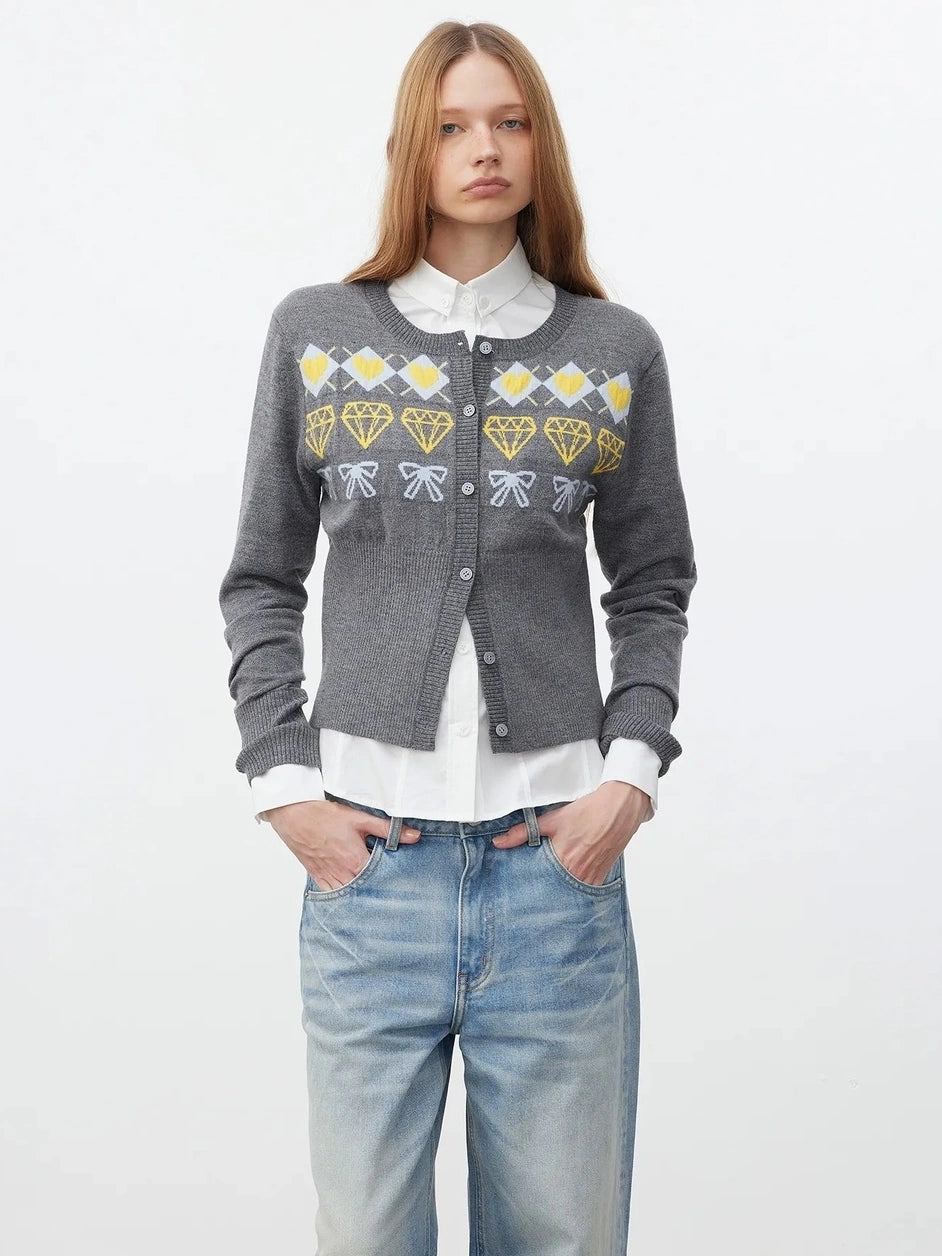 AFTADAWN Fair Isle Buttoned Cashmere Cardigan Cardigan