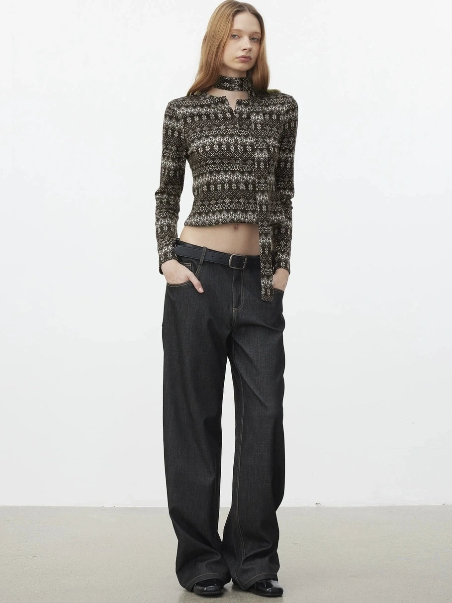 AFTADAWN Fair Isle Wool Blend Cardigan With Scarf Cardigan