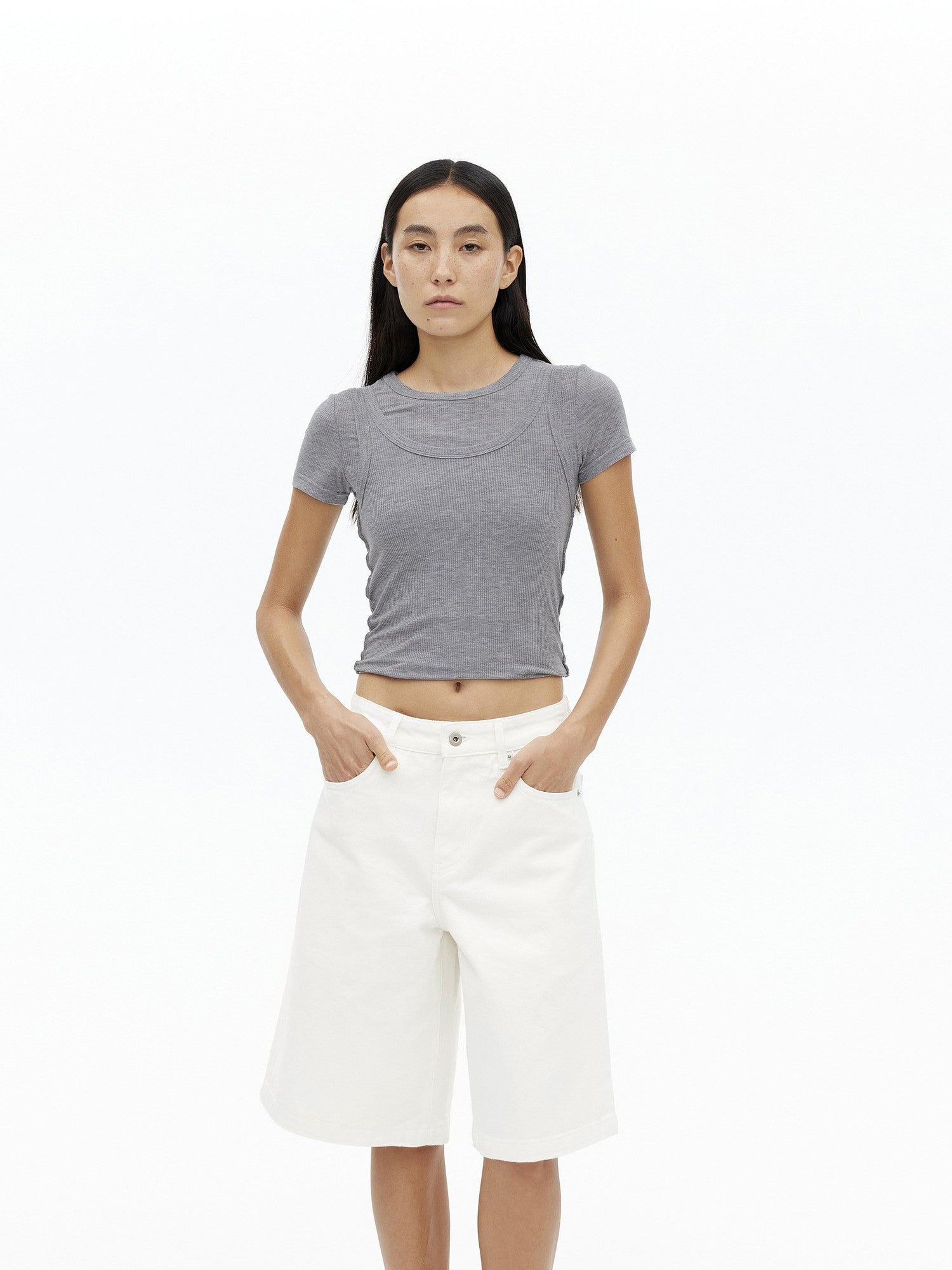 AFTADAWN Faux Layered Asymmetric Women&