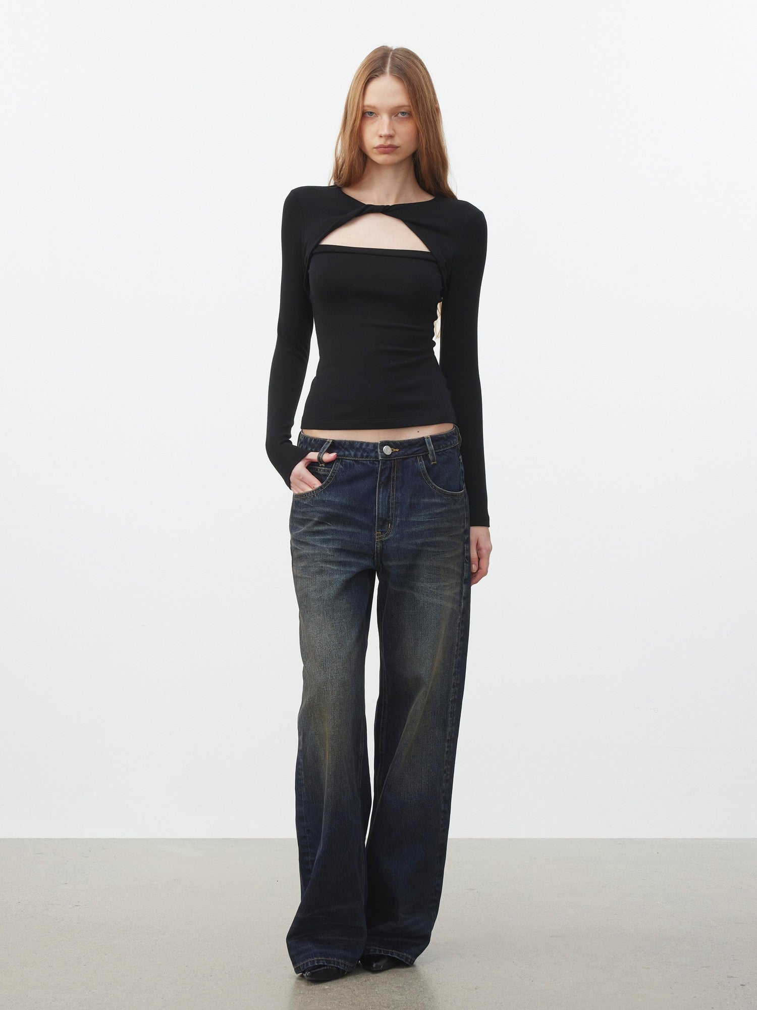 AFTADAWN Faux Layered Openwork Twist Slim Women&