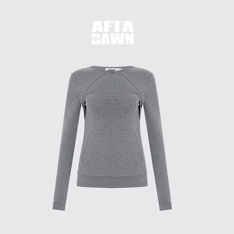 AFTADAWN_Faux_Two_Piece_Cutout_Pocket_Spliced_Women&