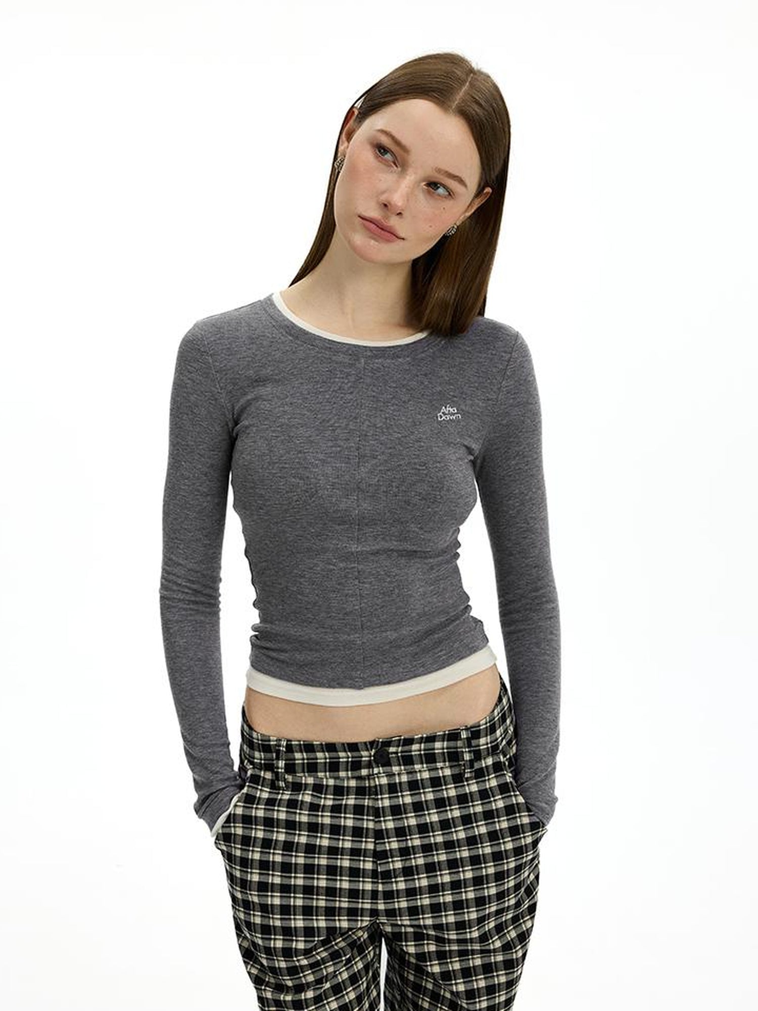 AFTADAWN Faux Two Tone Layered Tee With Tencel Merino Wool Blend