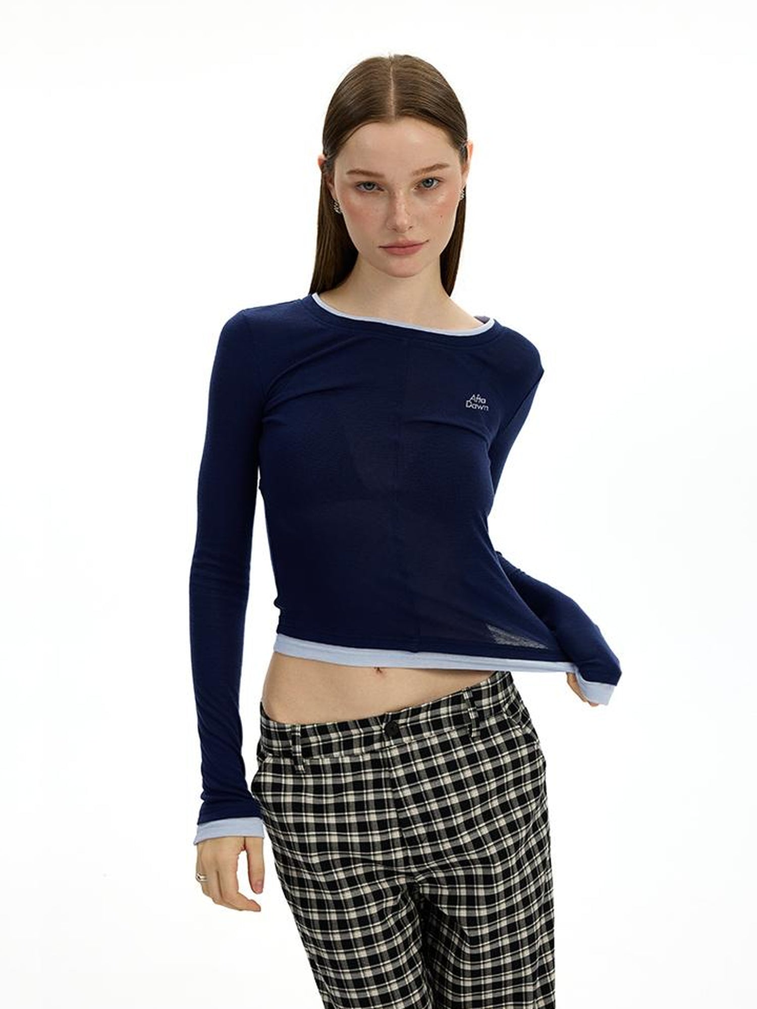 AFTADAWN Faux Two Tone Layered Tee With Tencel Merino Wool Blend