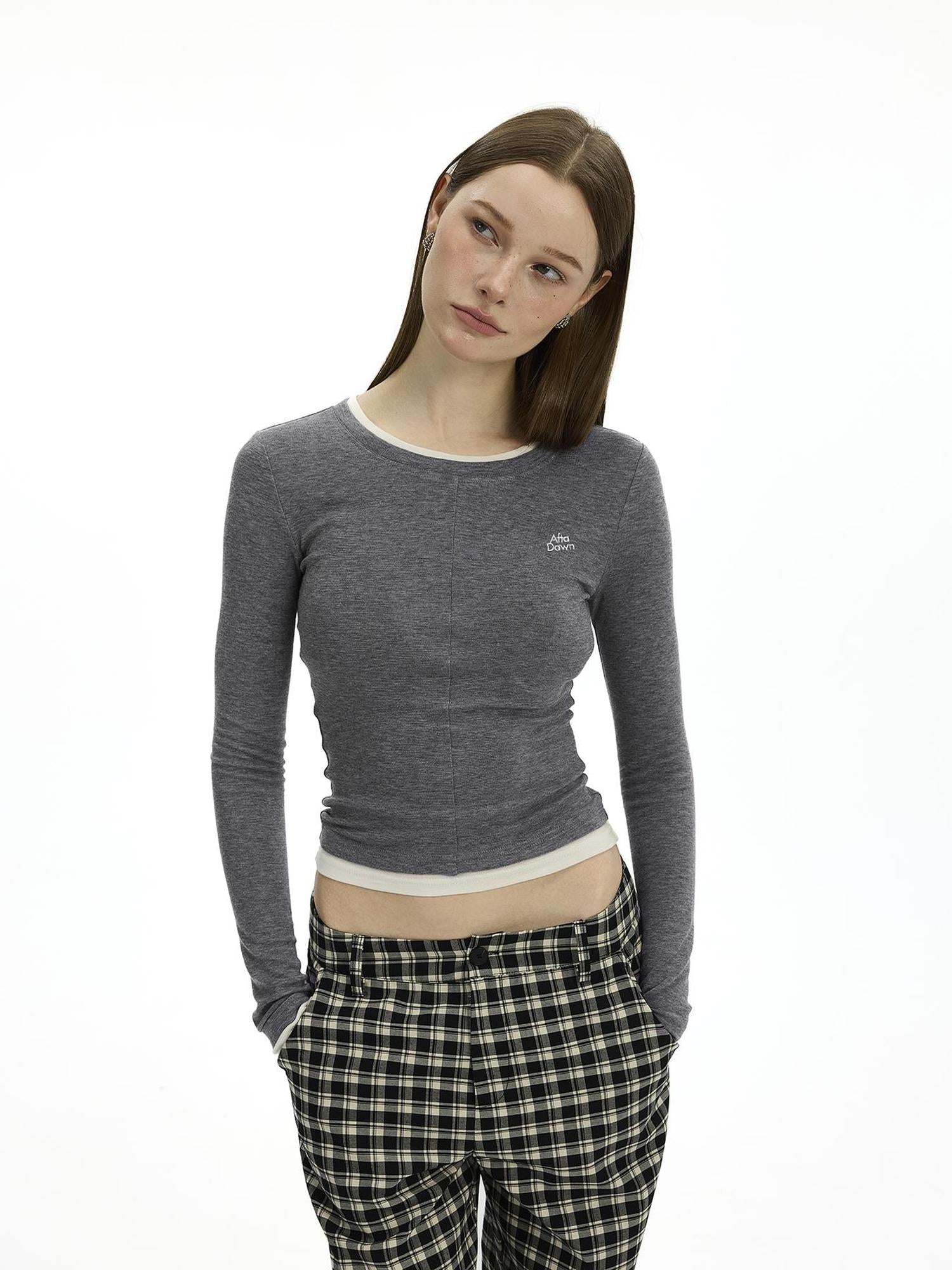 AFTADAWN Faux Two Tone Layered Tee With Tencel Merino Wool Blend
