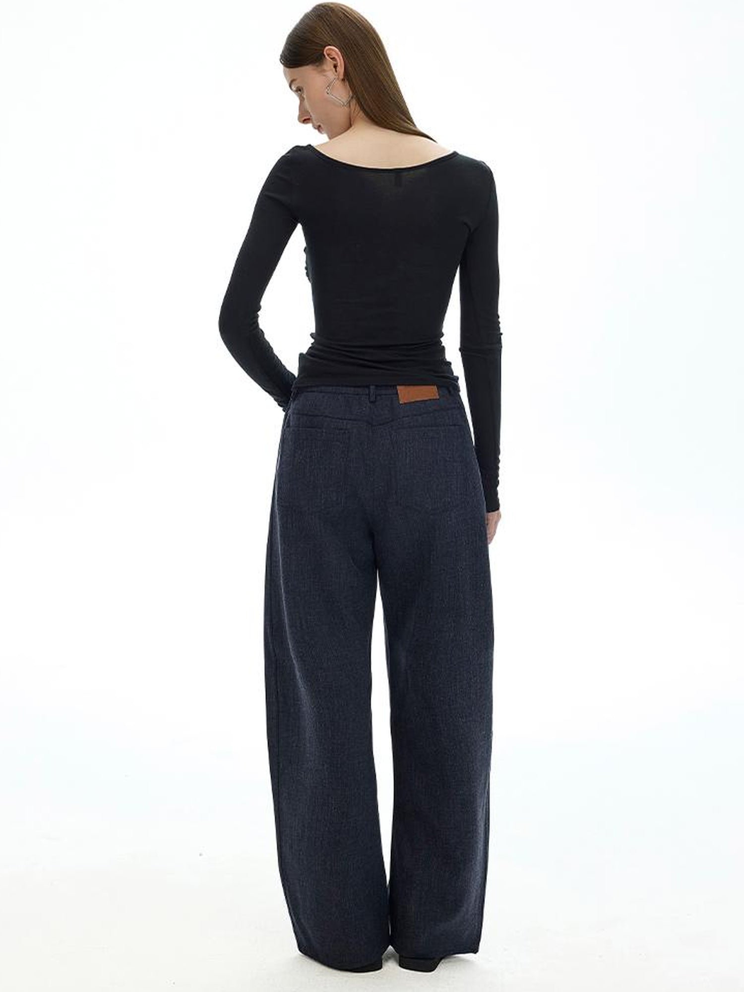 AFTADAWN Fine Merino Tencel Wool Asymmetric Neck Top