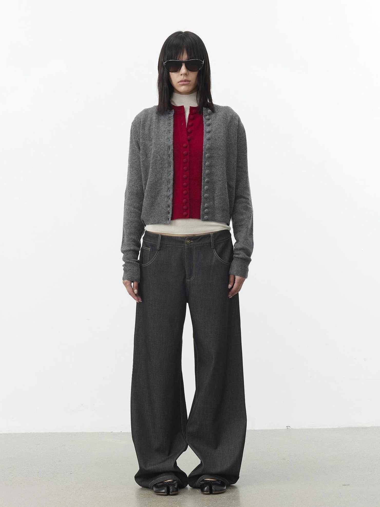 AFTADAWN Fine Merino Wool Knit Cardigan Sweater