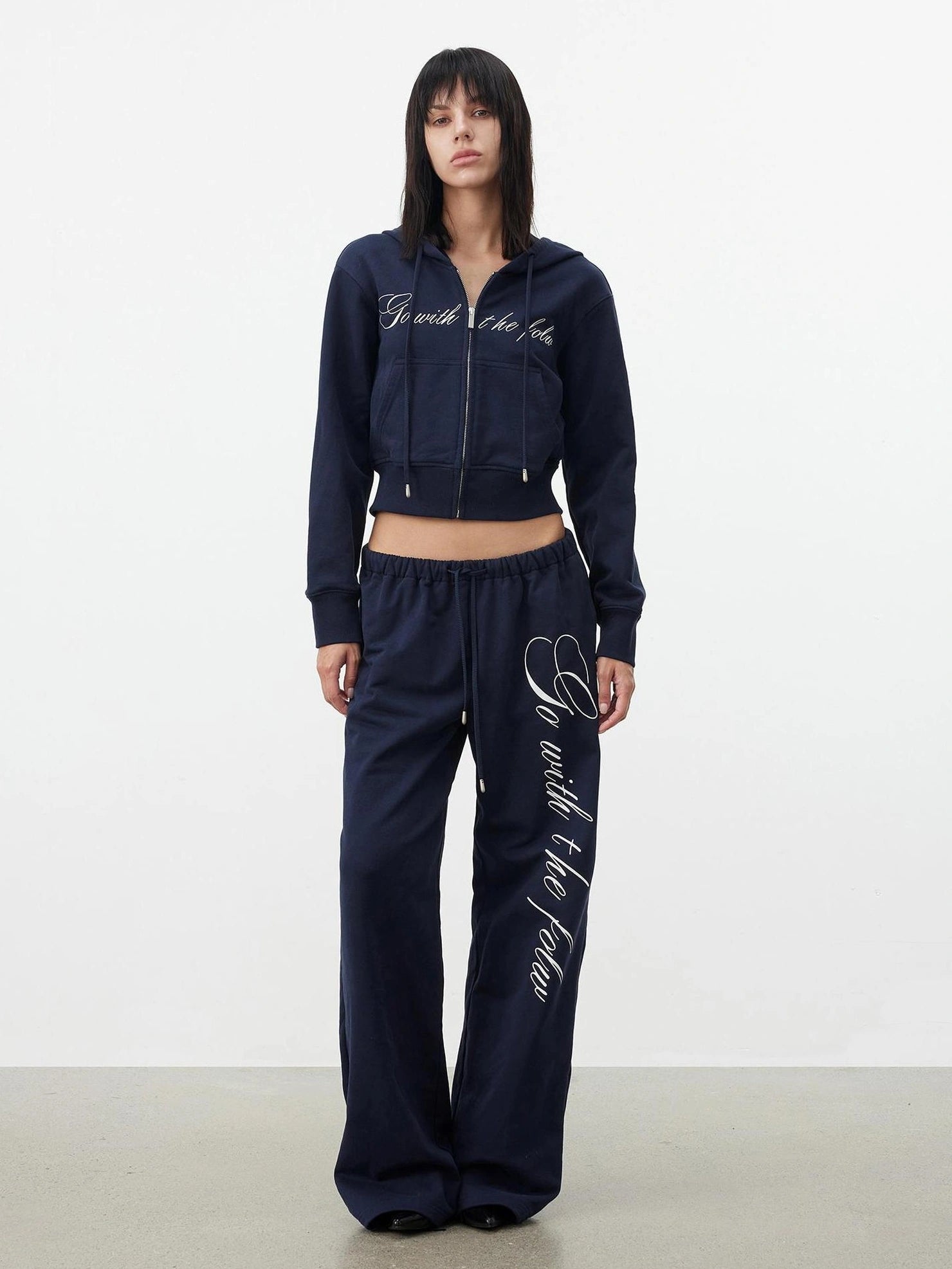 AFTADAWN Fitted Hoodie Relaxed Sweatpants Set Sport Suits