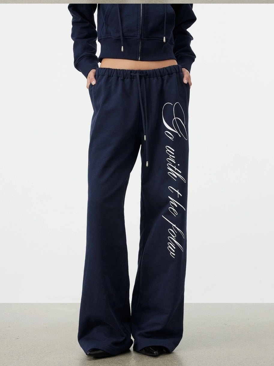 AFTADAWN Fitted Hoodie Relaxed Sweatpants Set Sport Suits