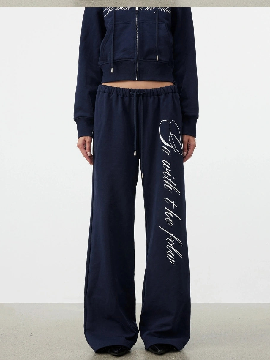 AFTADAWN Fitted Hoodie Relaxed Sweatpants Set Sport Suits