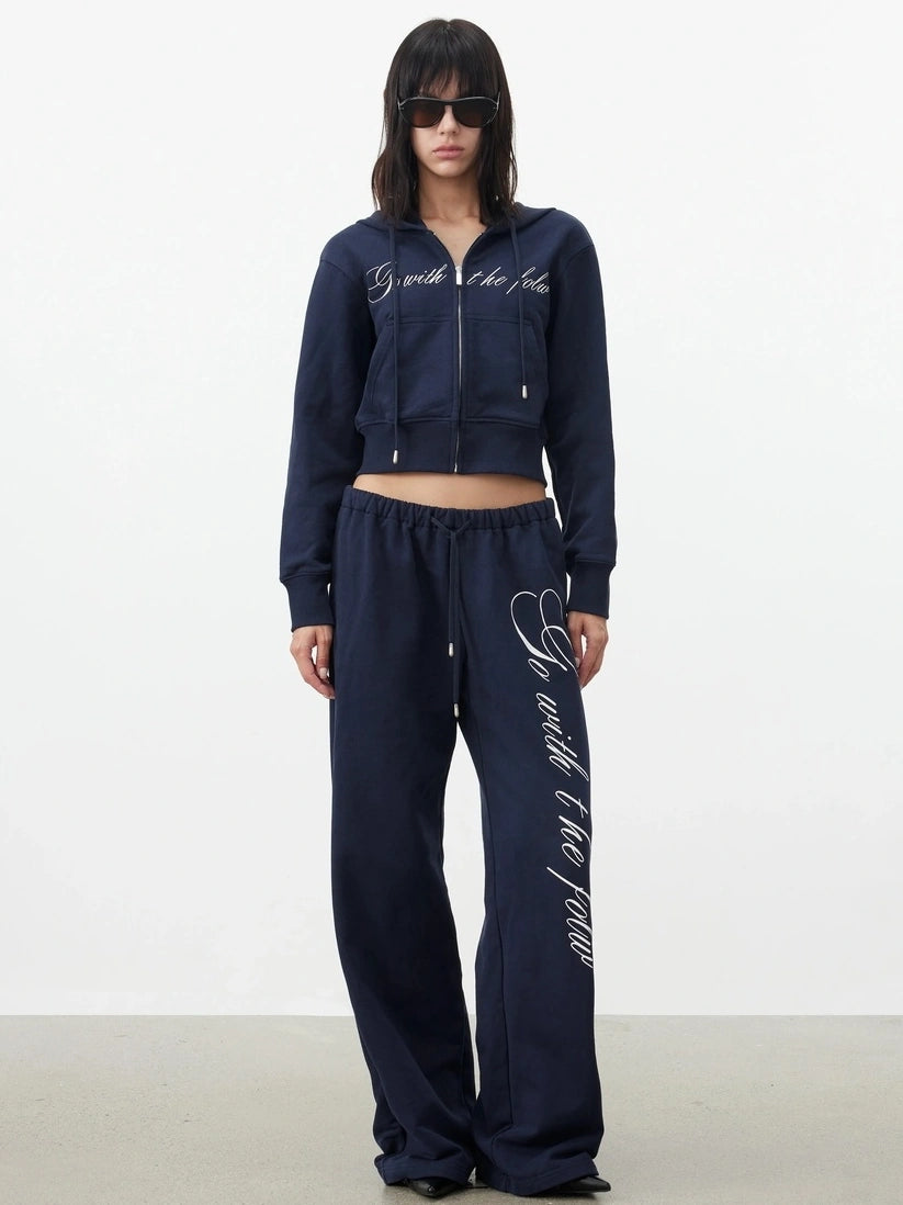 AFTADAWN Fitted Hoodie Relaxed Sweatpants Set Sport Suits
