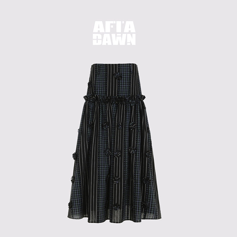 AFTADAWN_Floral_Grid_Cotton_Maxi_Skirt_With_Color_Block_MISSTT