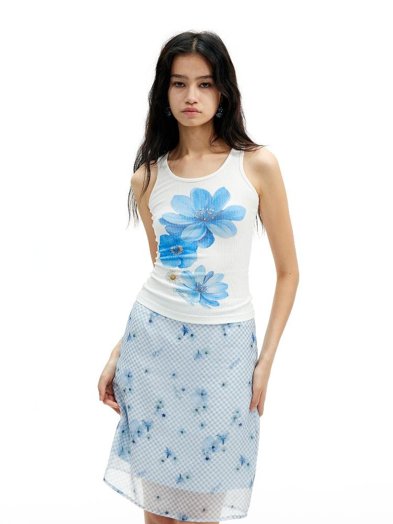 AFTADAWN Floral Lace Back Sleeveless Camisole