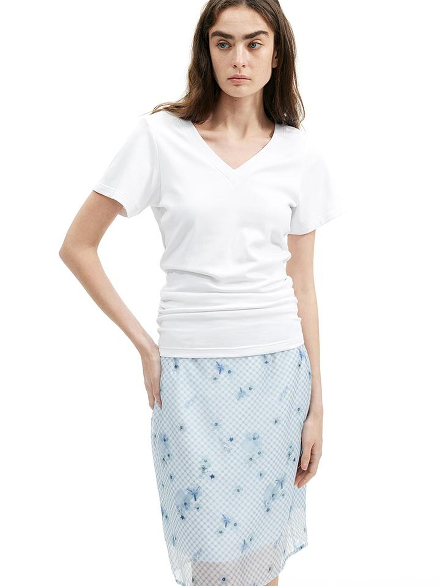 AFTADAWN Floral Mesh Midi Skirt With 3D Tailoring