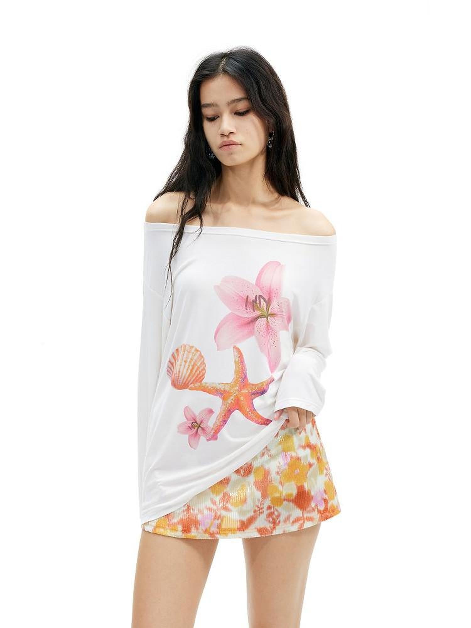 AFTADAWN Floral Off Shoulder Women&