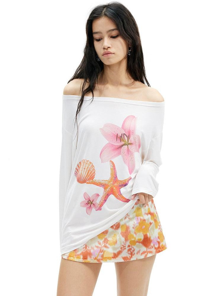 AFTADAWN Floral Off Shoulder Women&