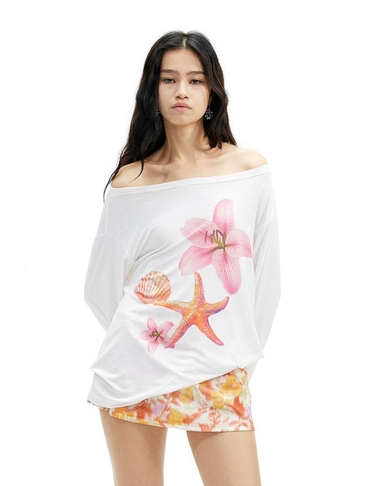 AFTADAWN Floral Off Shoulder Women&