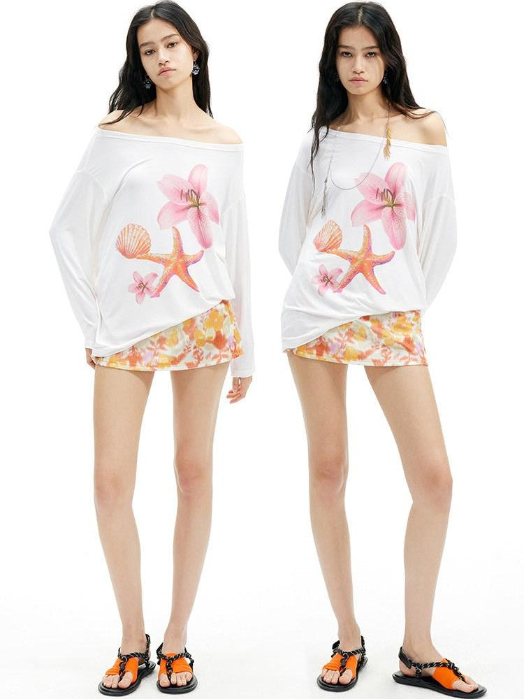AFTADAWN Floral Off Shoulder Women&