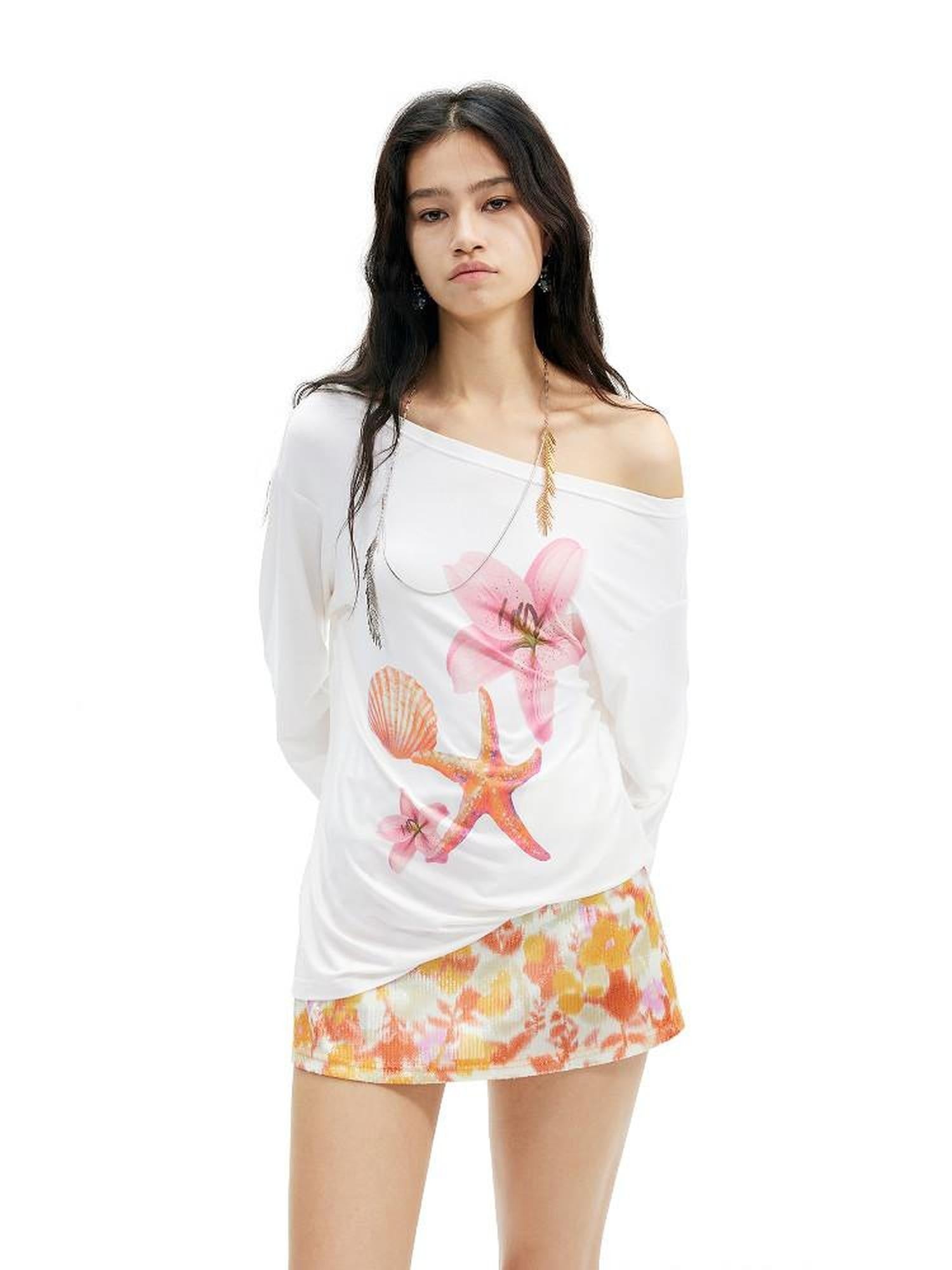 AFTADAWN Floral Off Shoulder Women&