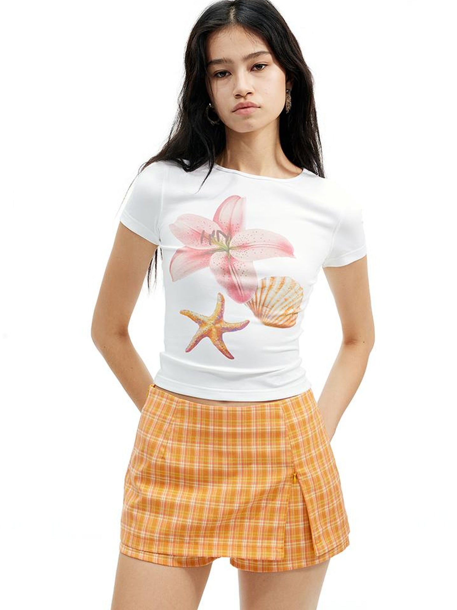 AFTADAWN Floral Print Modal Slim Fit T-shirt