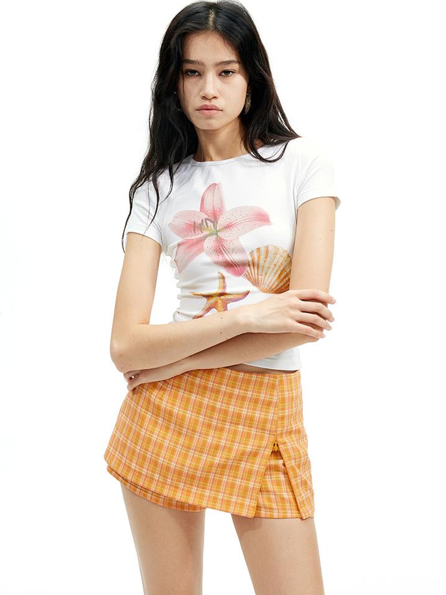 AFTADAWN Floral Print Modal Slim Fit T-shirt