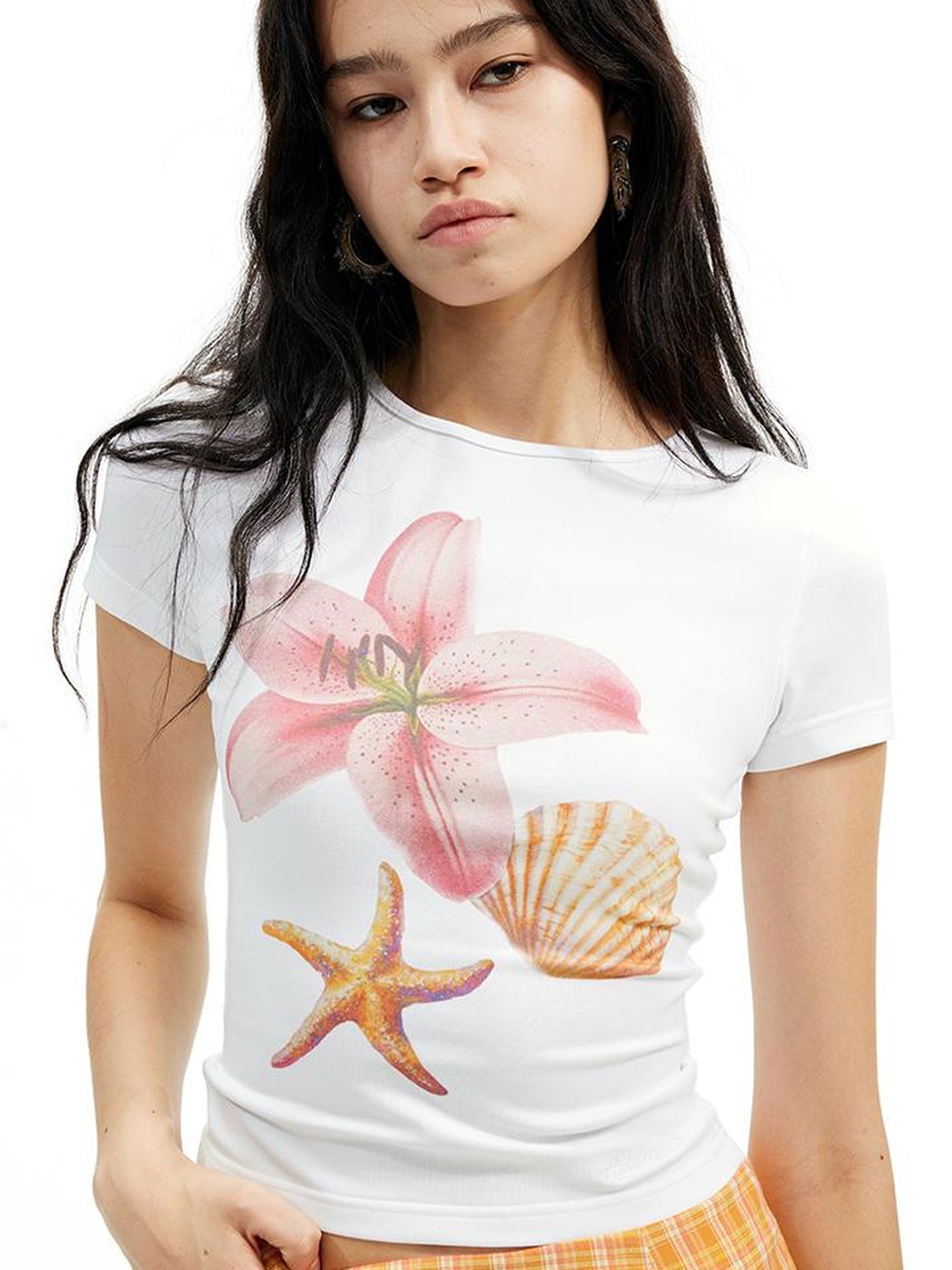 AFTADAWN Floral Print Modal Slim Fit T-shirt