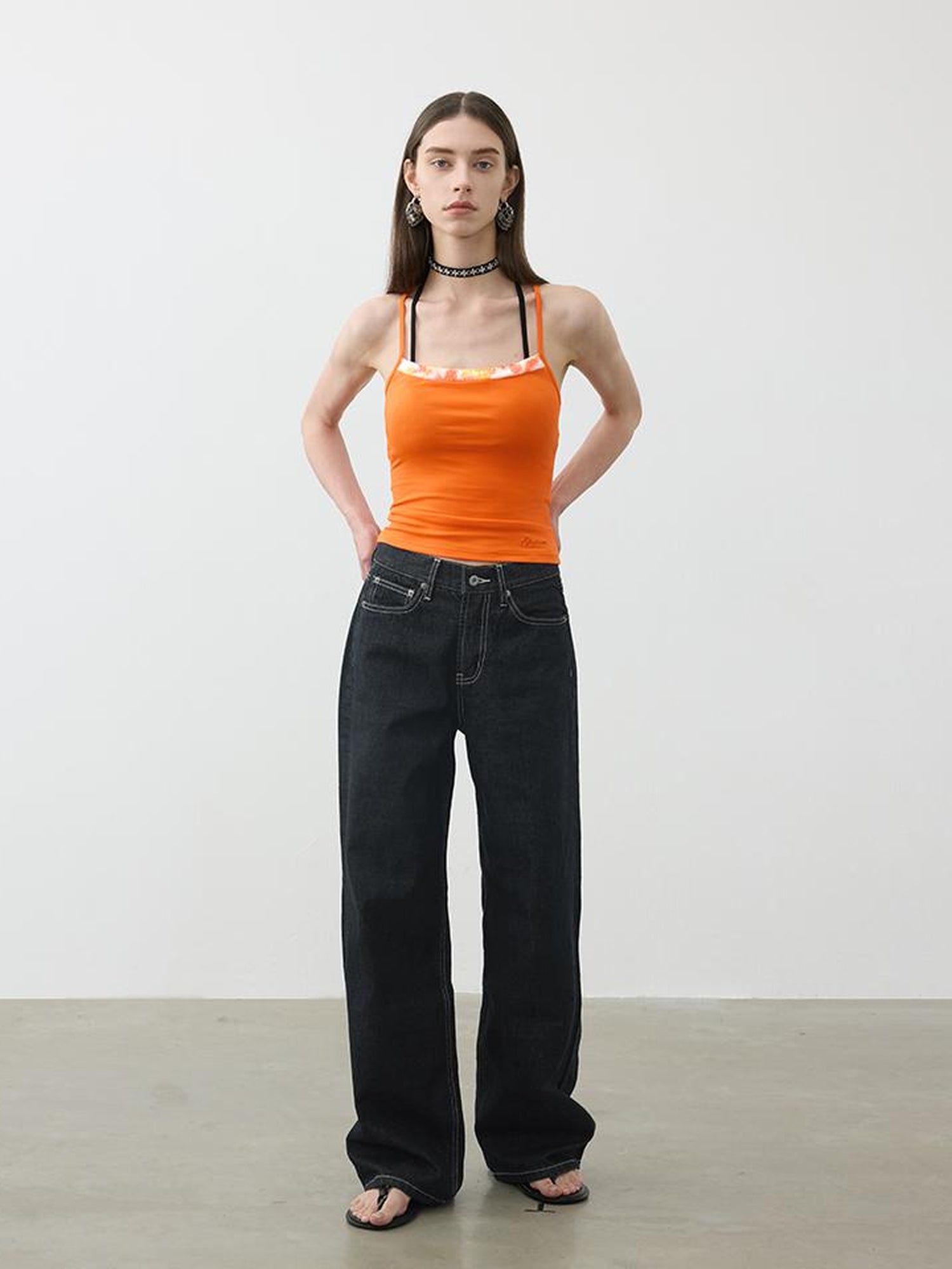 AFTADAWN Floral Sequin Beaded Halter Top