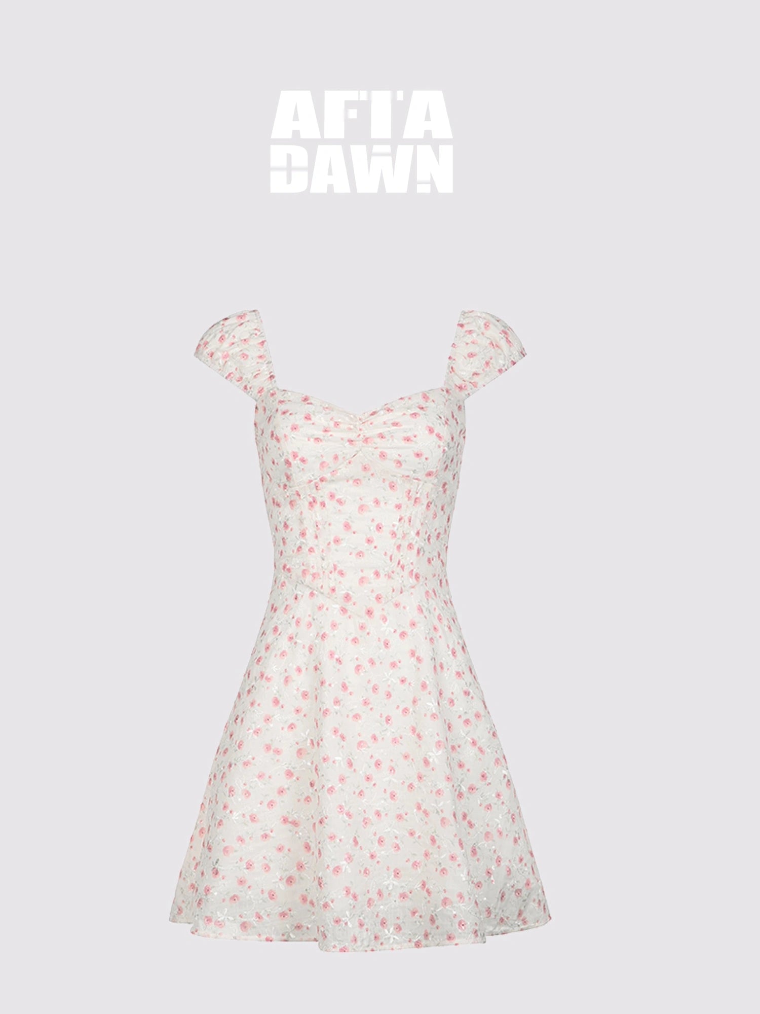 French Square Neck Ruffle Waist Floral Dress