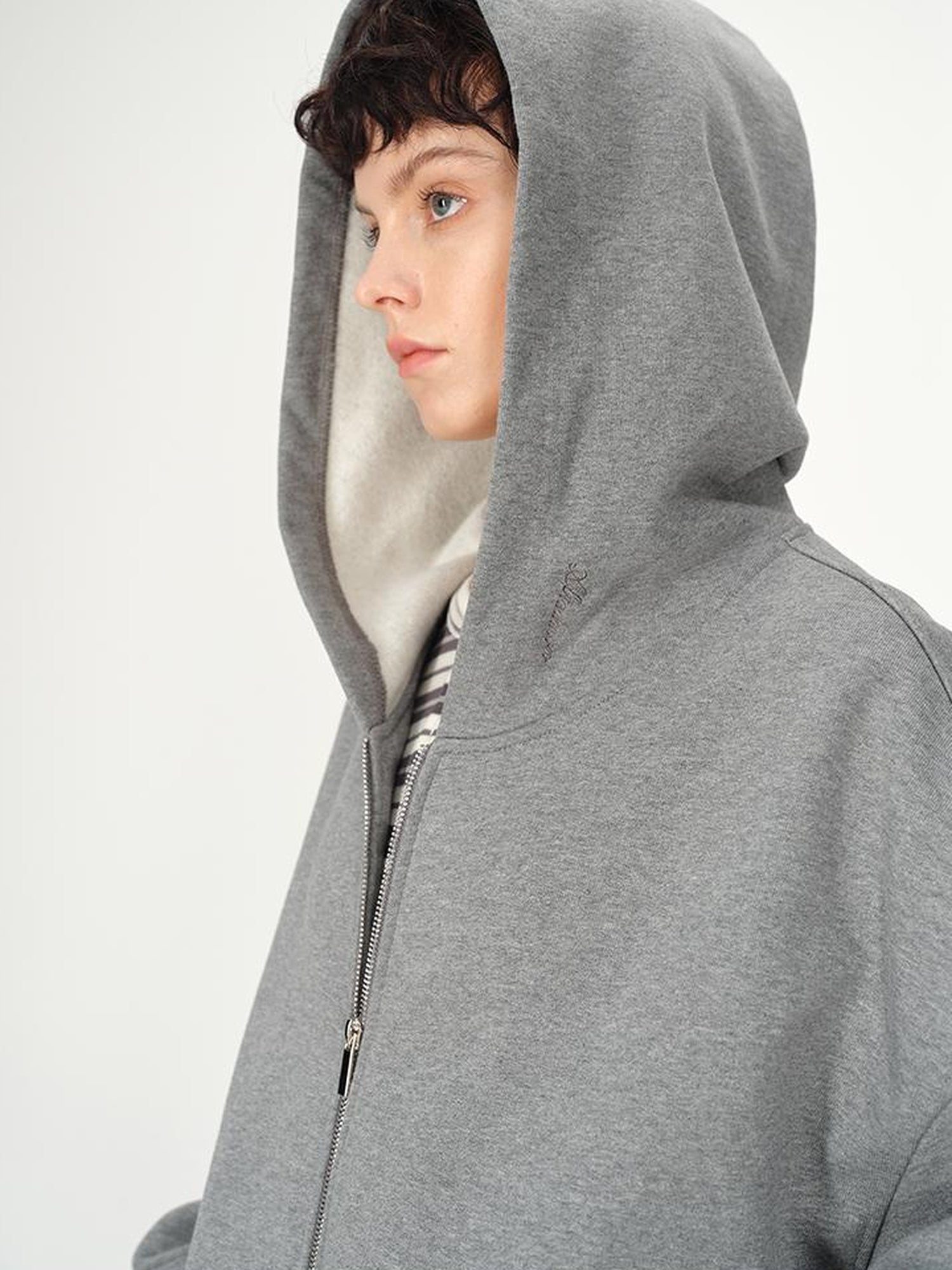 AFTADAWN Full Cotton Hooded Pullover Fleece Loose Fit Casual Zip Up Pocket Sweatshirt