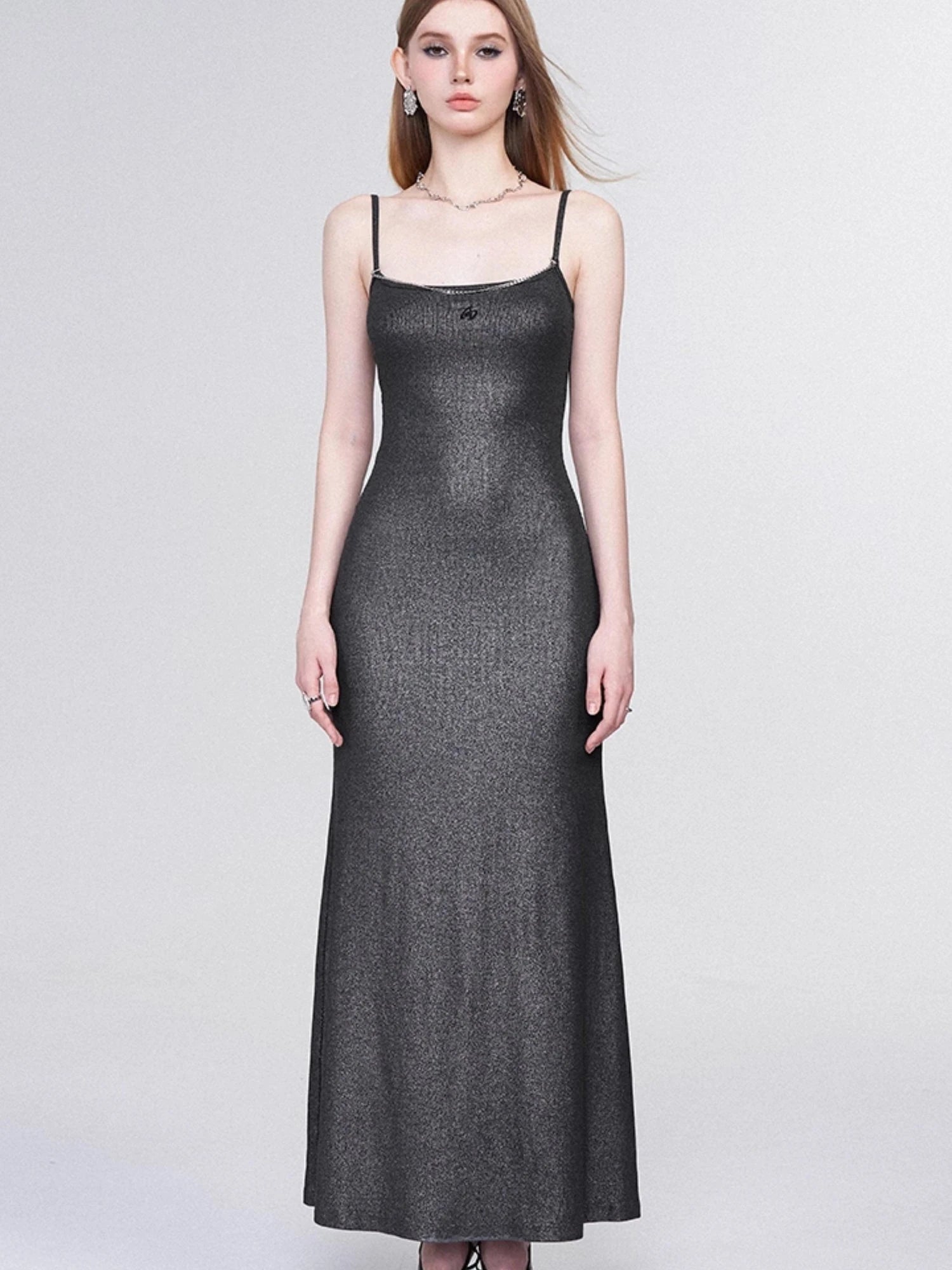 Galaxy Trail Metallic Slit Maxi Dress