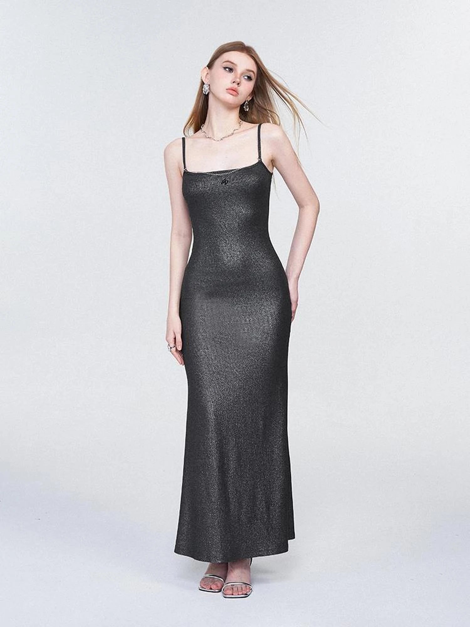 Galaxy Trail Metallic Slit Maxi Dress