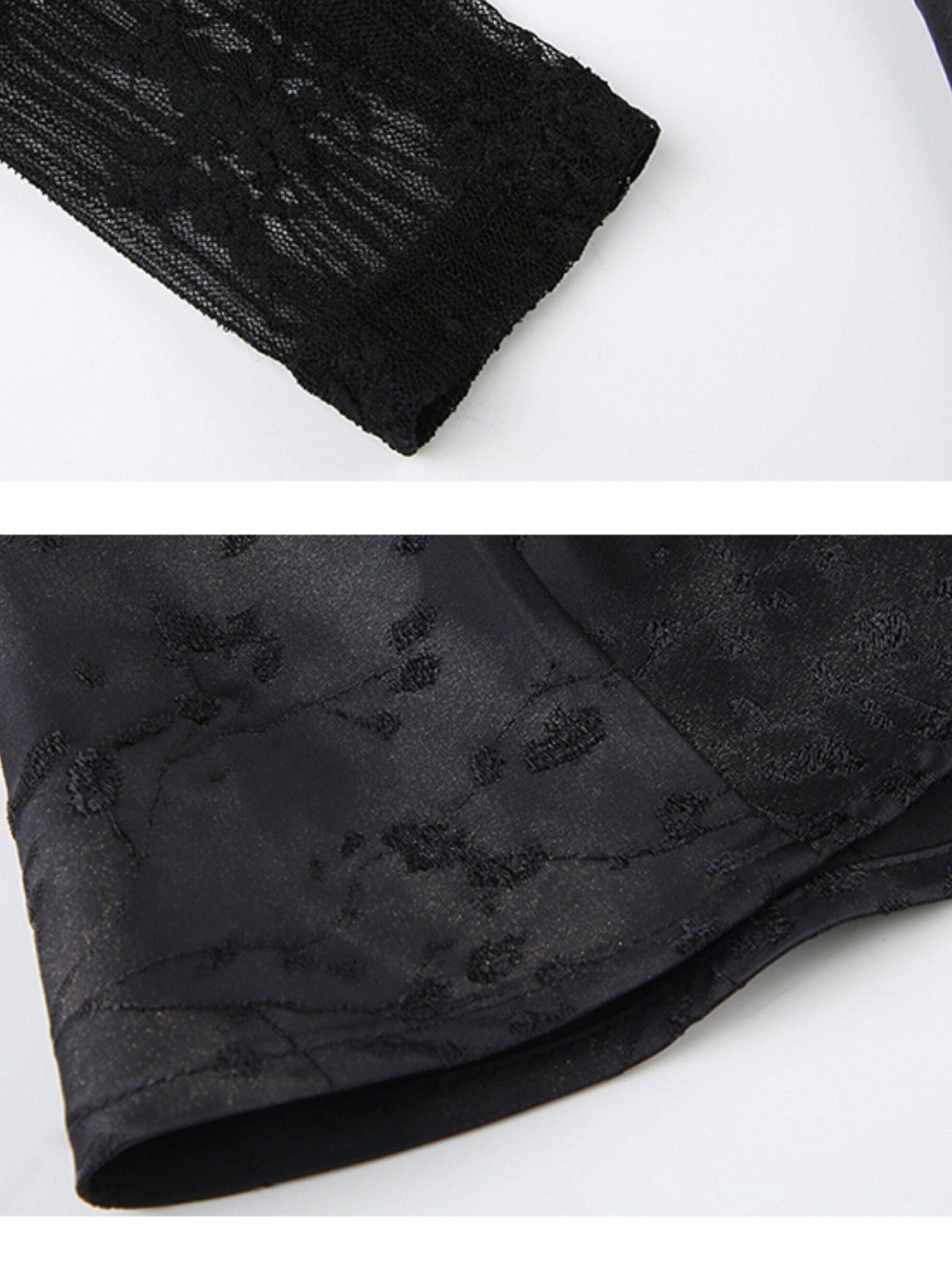 AFTADAWN Gilded Satin Lace Herringbone Long Sleeve Women&
