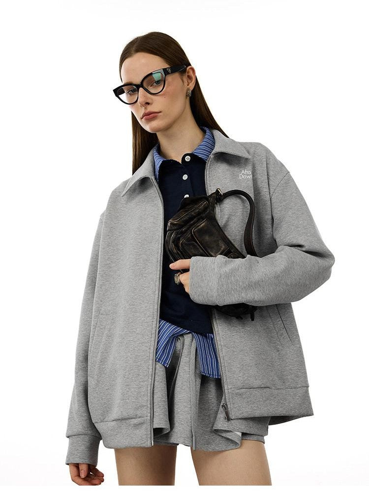 AFTADAWN Gray Air Layer Zip Polo Tulip Skirt Women&