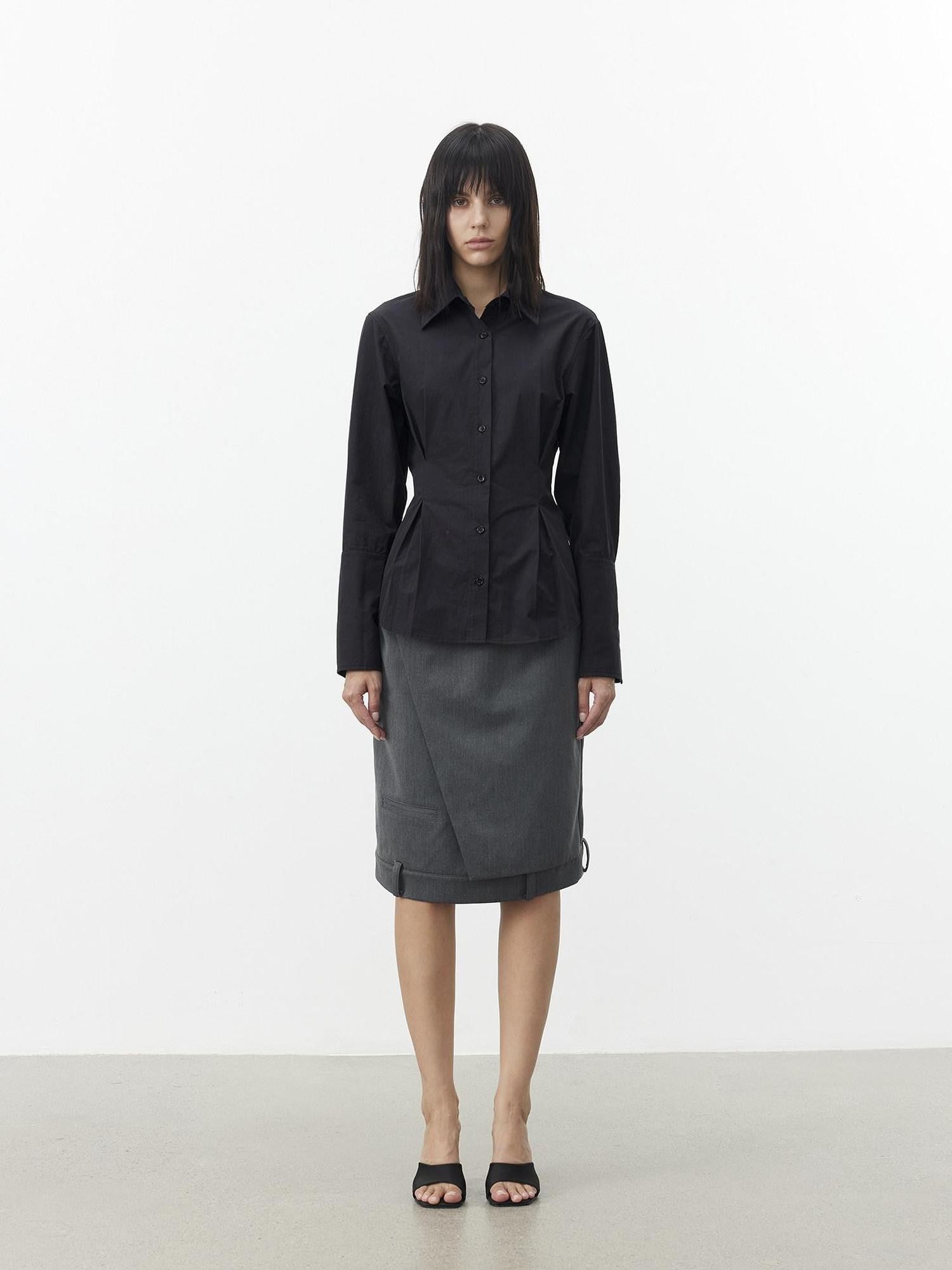 AFTADAWN Gray Asymmetric Side Slit Tailored Women&