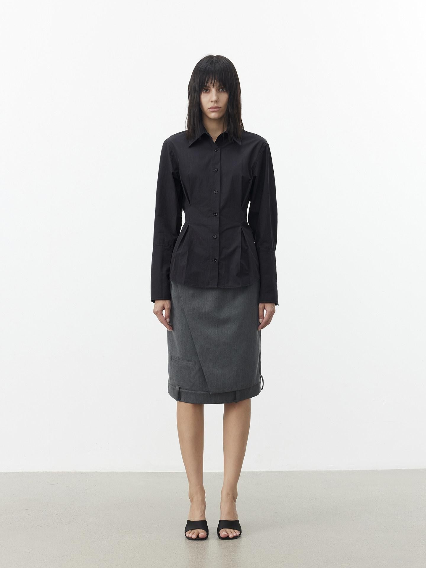 AFTADAWN Gray Asymmetric Side Slit Tailored Women&